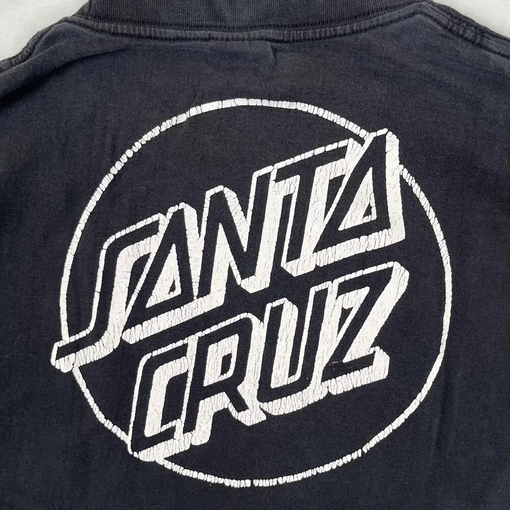 Vintage Santa Cruz T-Shirt Mens Medium Black Back Graphic Skateboarding Faded